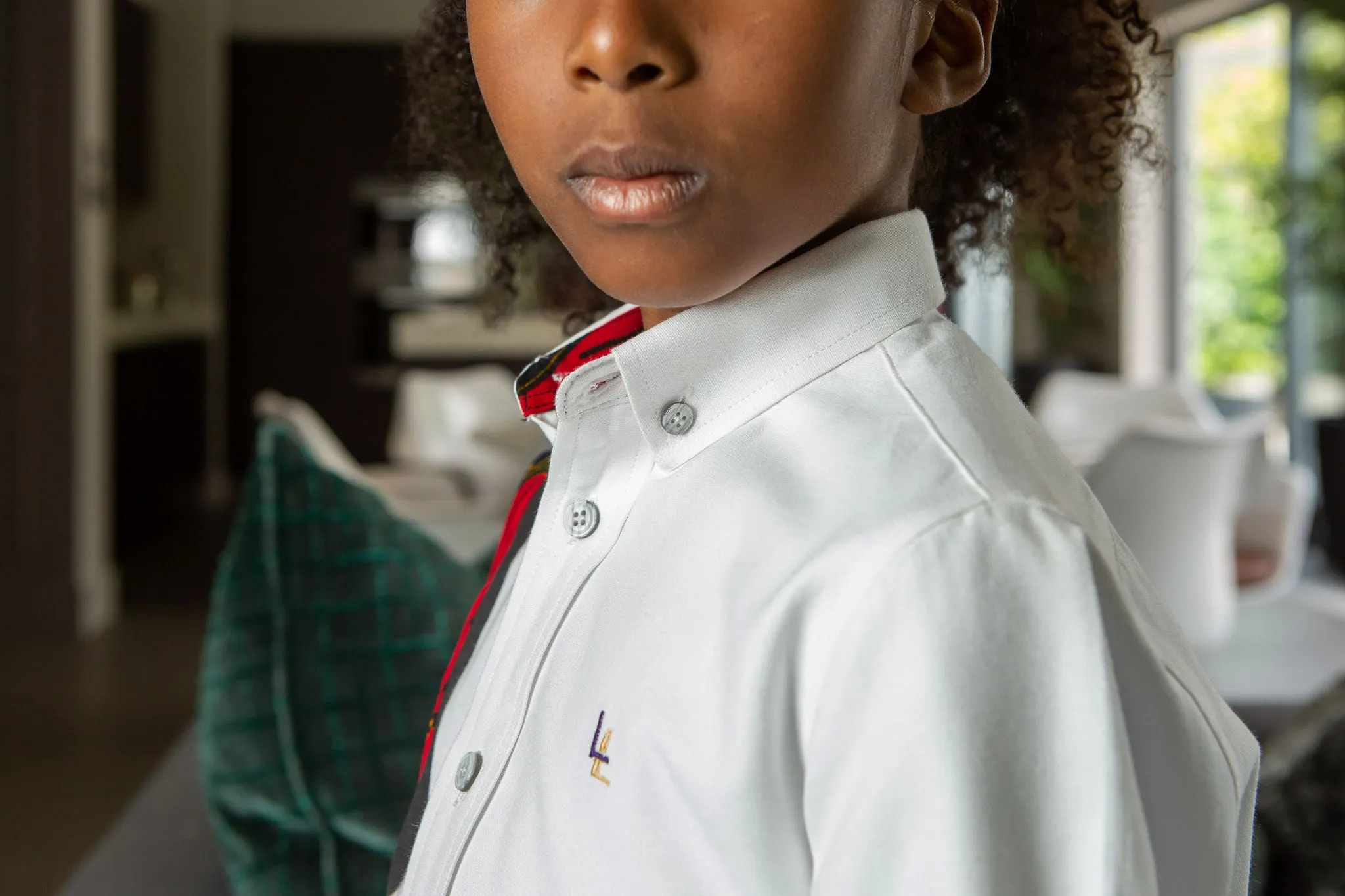 African Shirts for Boys | Boys African Shirt - Tailored Fit White Button Down Oxford Shirt - CHARLES