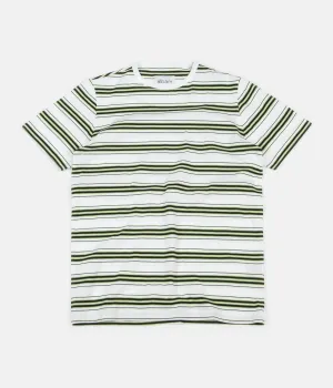 Albam Vintage Stripe T-Shirt - White / Navy / Golden Apple