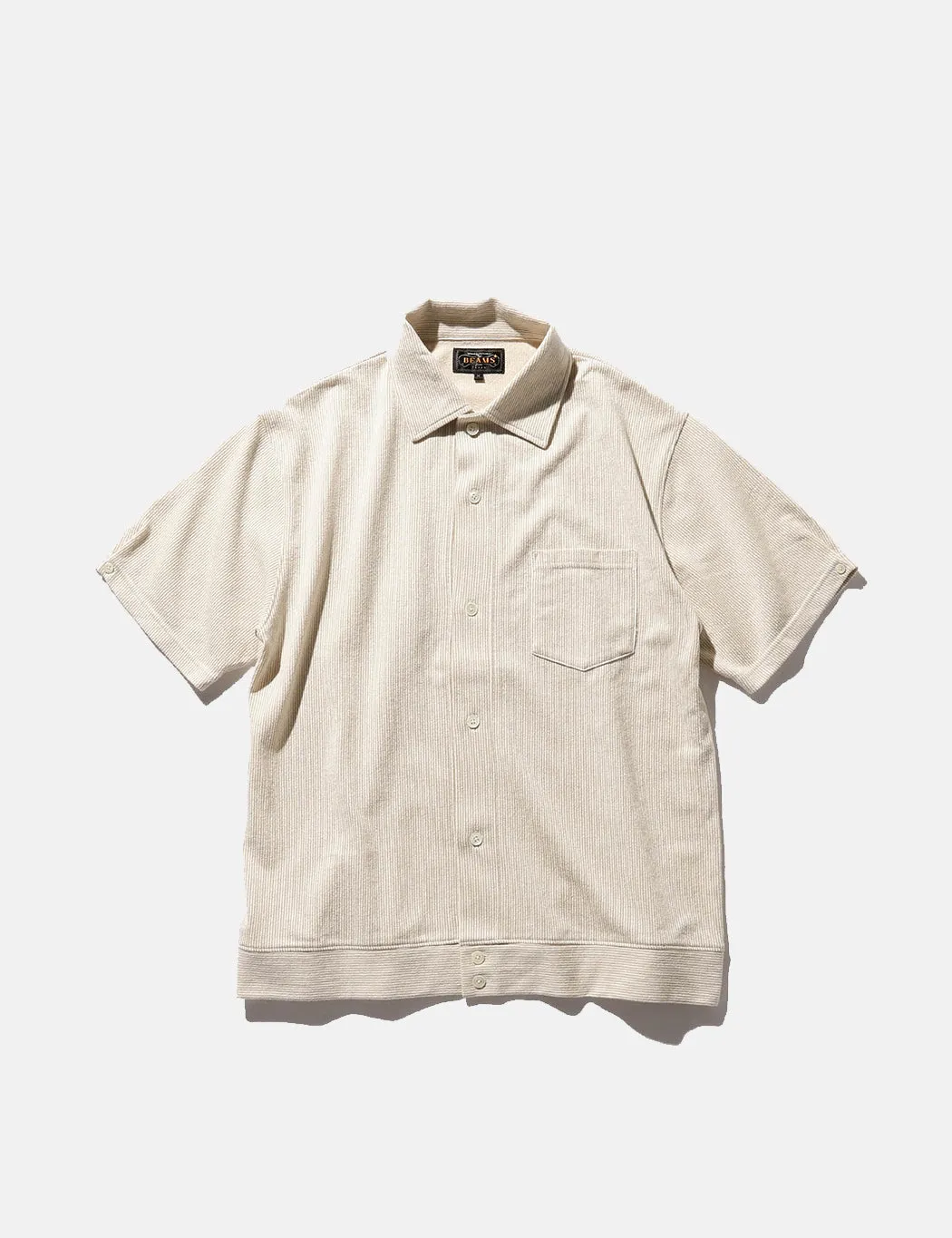 Beams Plus Knitted Shirt (Seersucker) - Beige