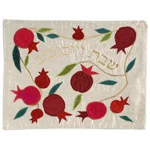 Challa Cover Pomegranates White Raw Silk Appliqued