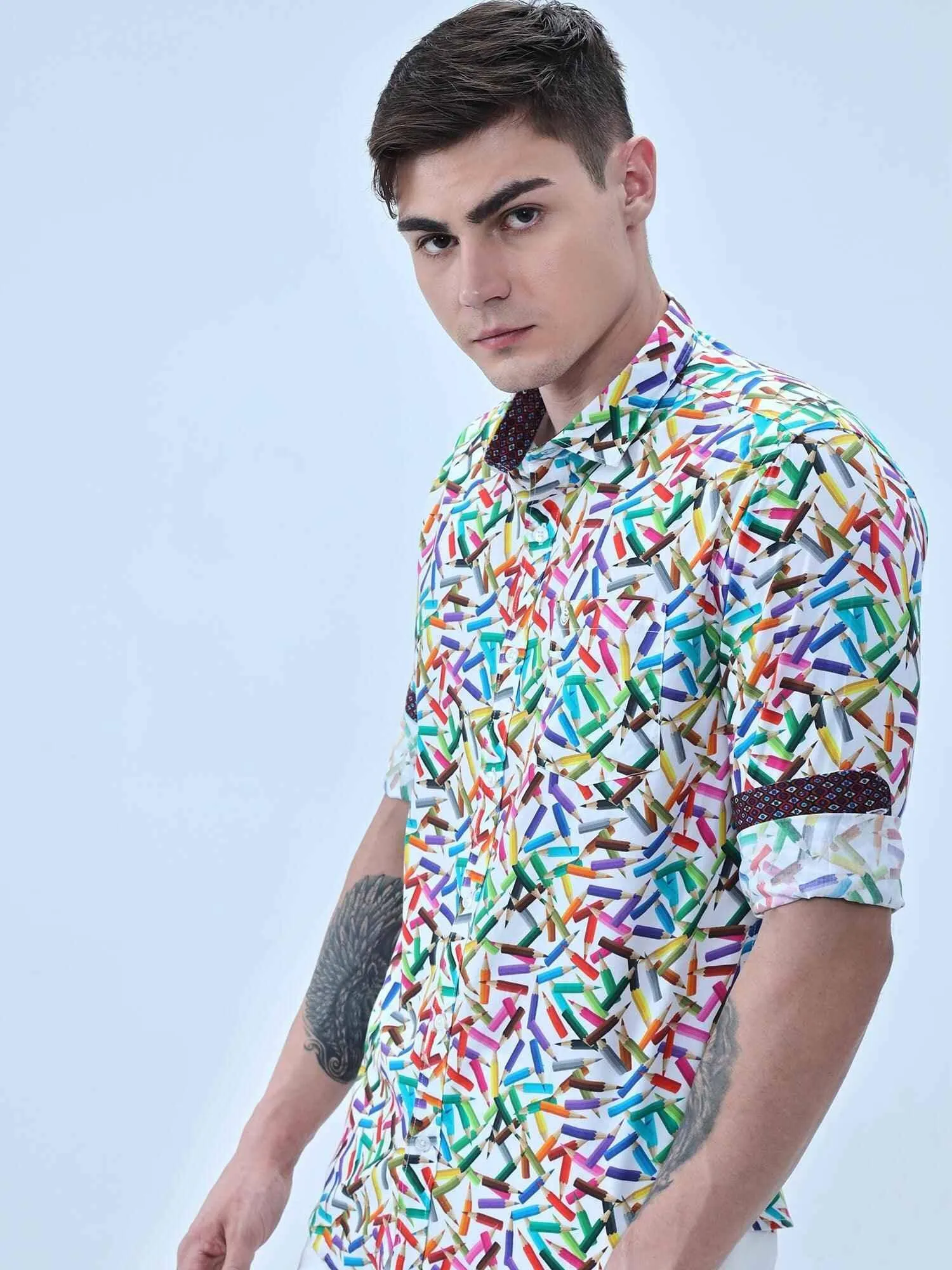 Colour Pencil Digital Printed Full Shirt