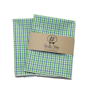 Cornflower & Lime Tattersall Check Pocket Square (Mens)