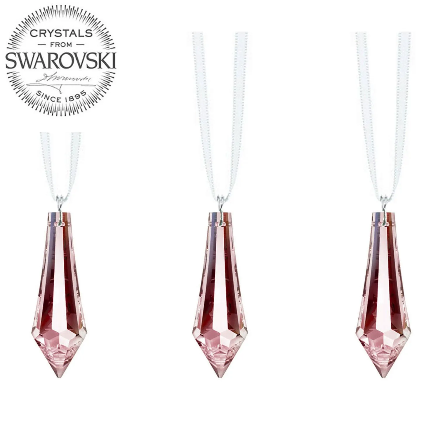 Crystals Hanging Swarovski Crystal Prisms Light Pink Drop Prisms, 3 Pcs