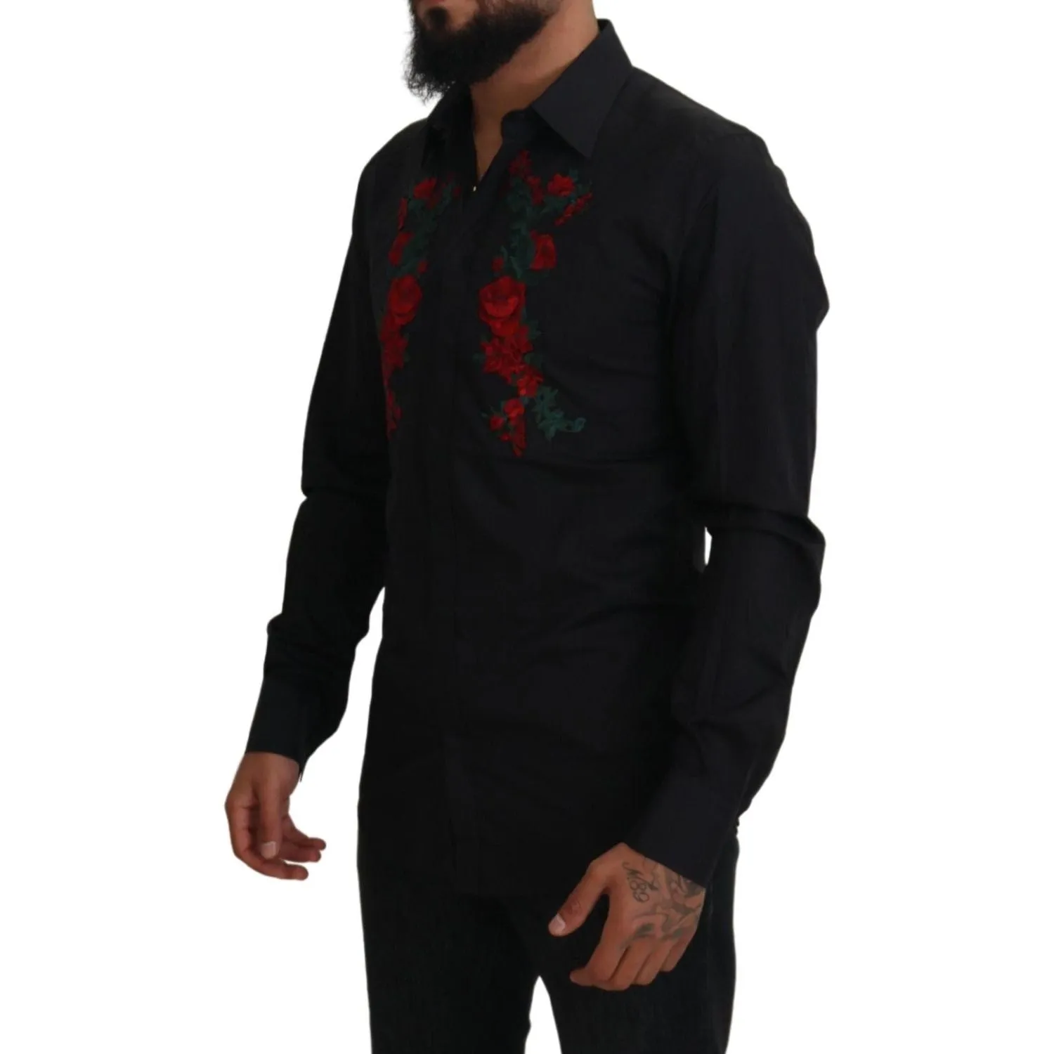 Dolce & Gabbana Elegant Floral Embroidered Cotton Shirt