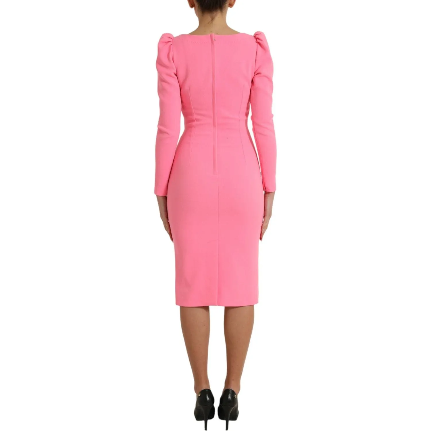 Dolce & Gabbana Elegant Rose Pink Bodycon Midi Dress