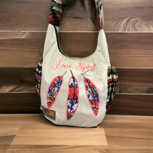 Feather Embroidered Crossbody Bag