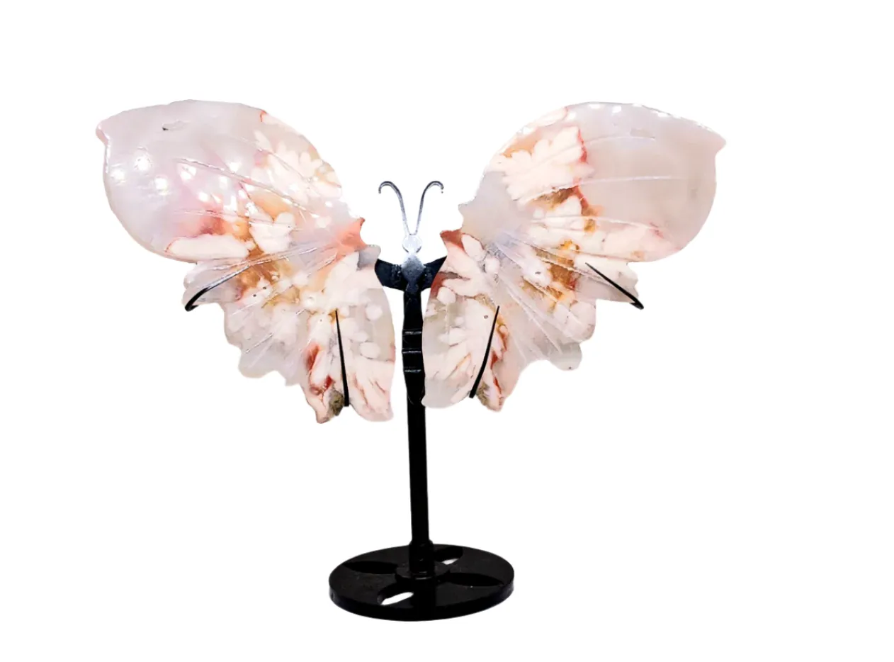 Flower Agate Crystal Butterfly Wings