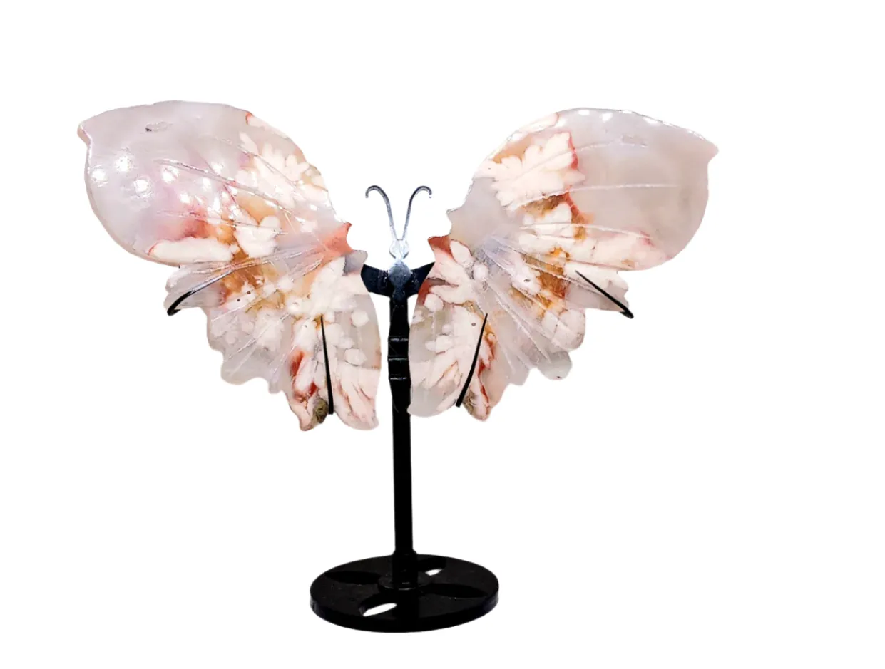 Flower Agate Crystal Butterfly Wings