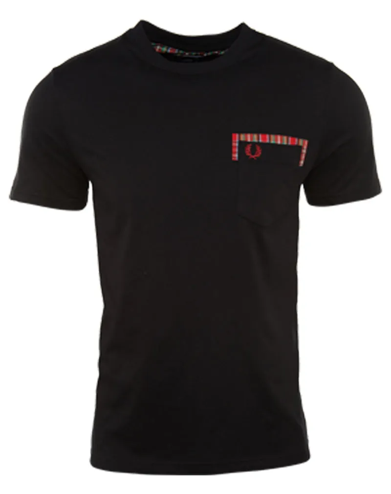 Mens Fred Perry Tartan Trim Pocket T-shirt - Style: M8365