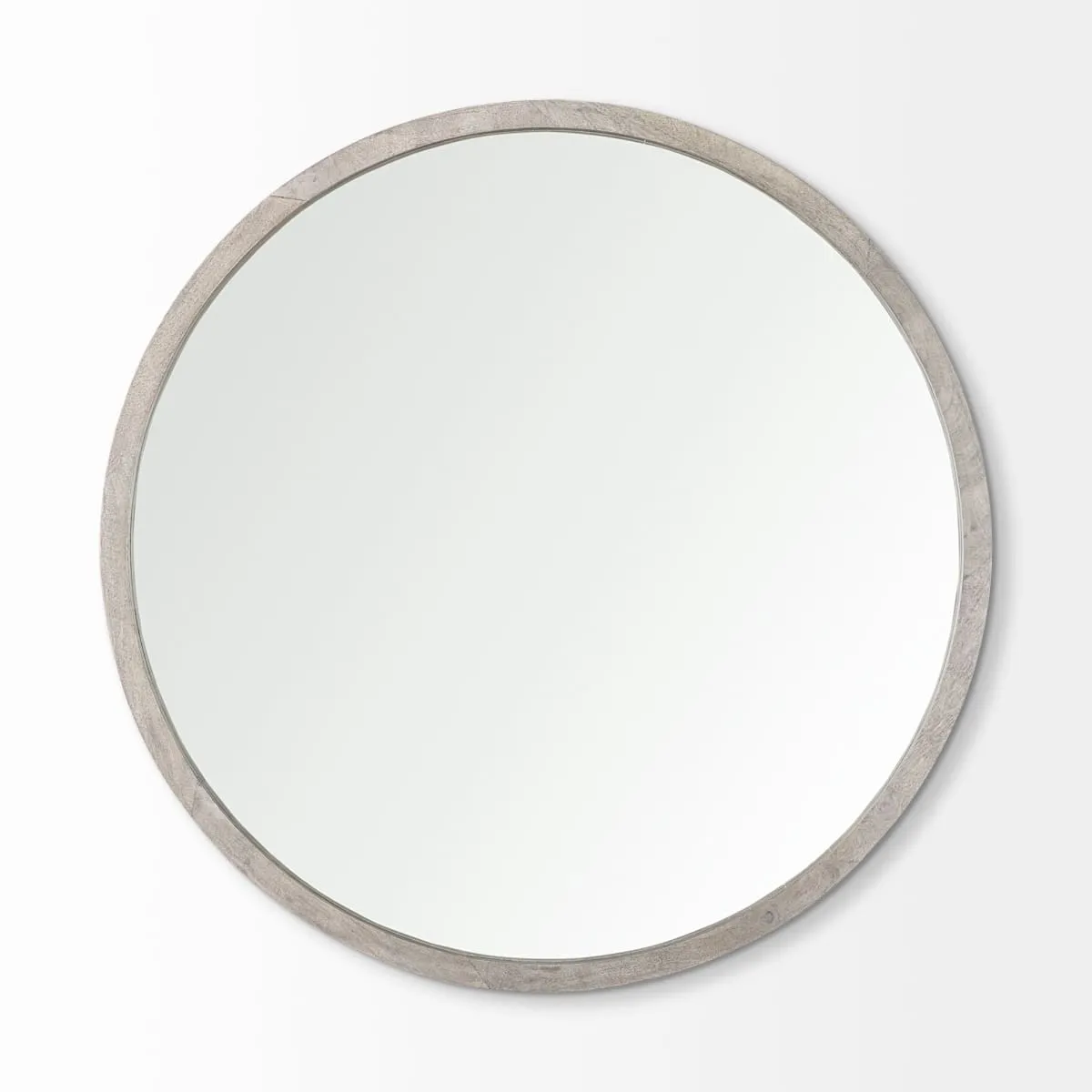 Gambit Wall Mirror Gray Wash Wood | 46" Round