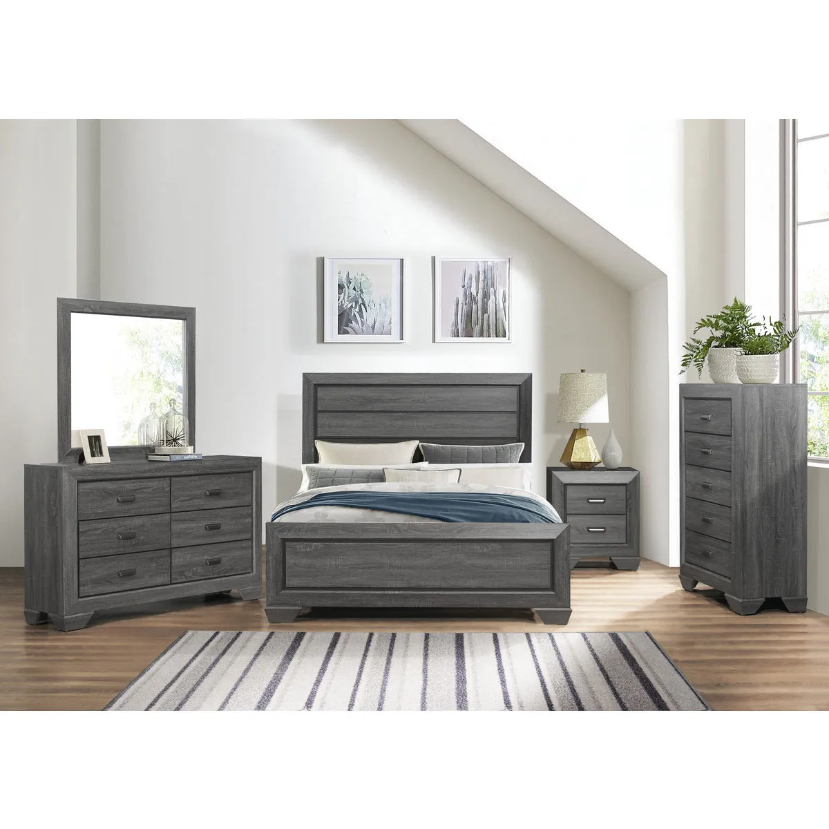 Gray 6-Drawer Dresser with Metal Glides