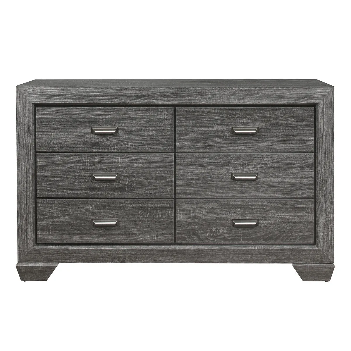 Gray 6-Drawer Dresser with Metal Glides