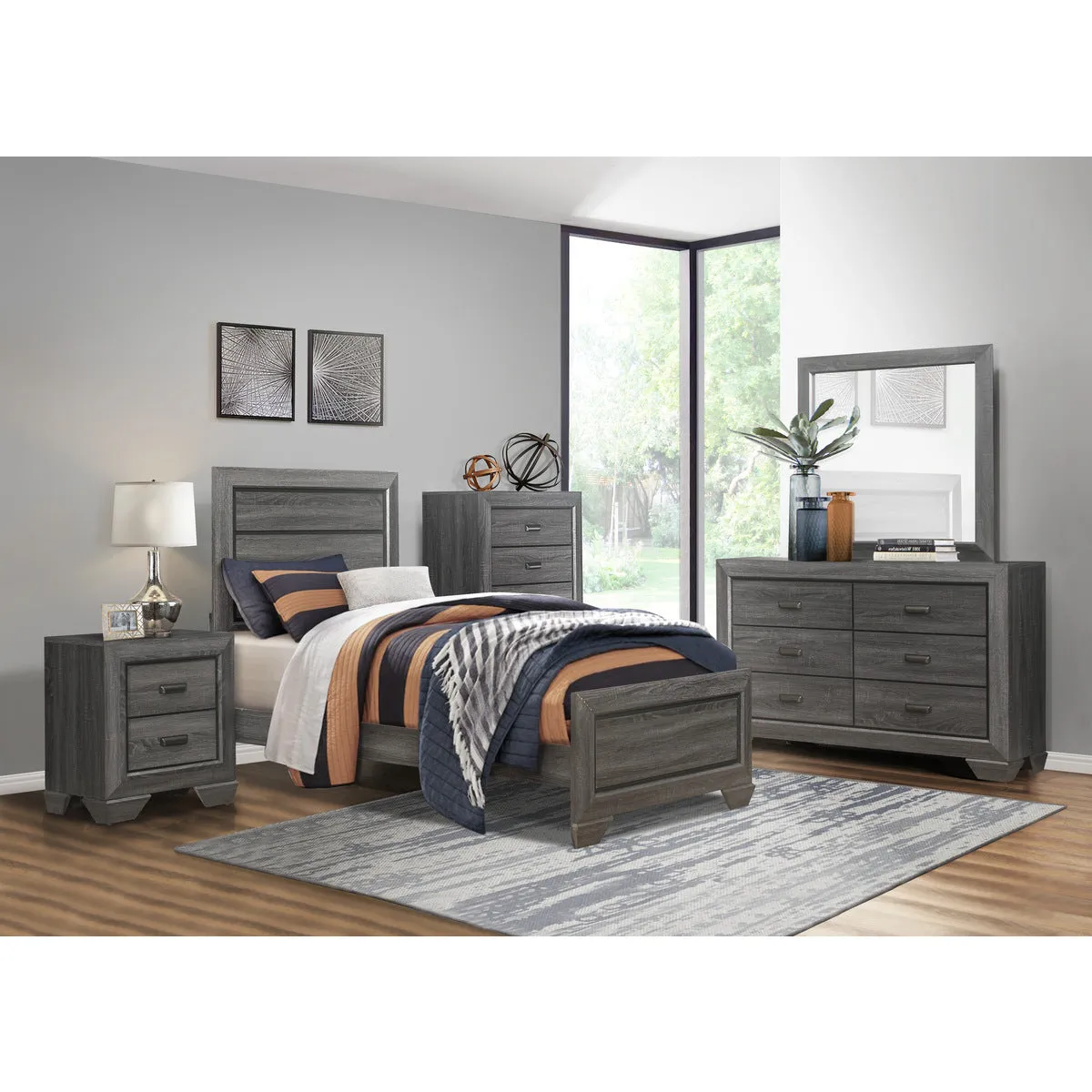 Gray 6-Drawer Dresser with Metal Glides