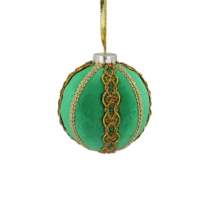 Green Flocked Braided Bauble