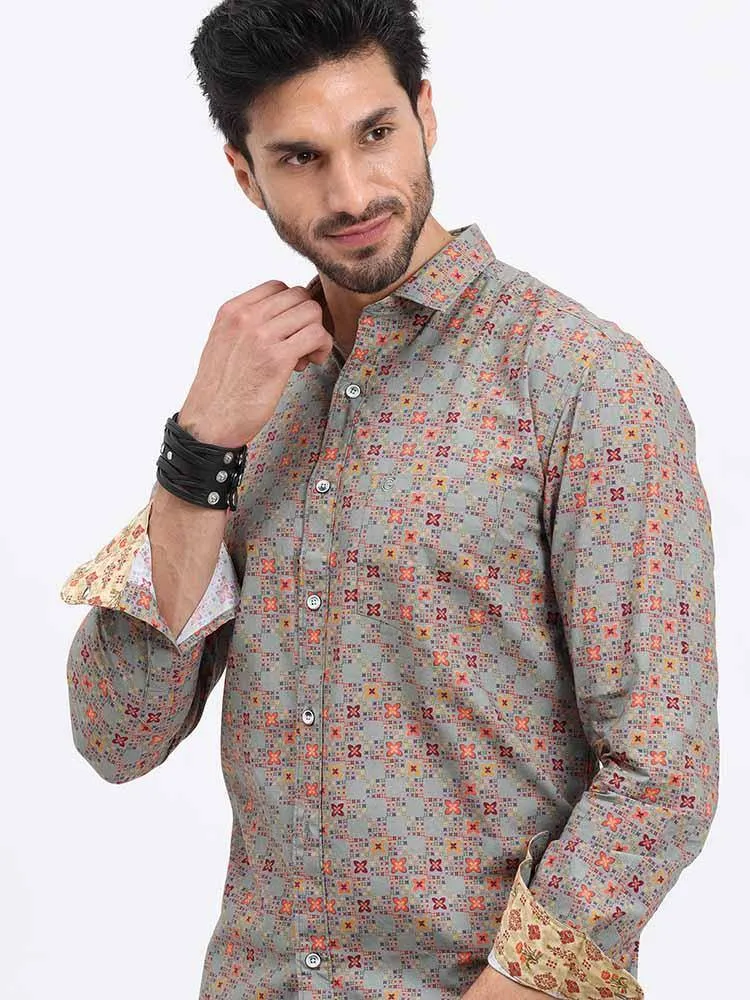 Grey Marvel Printed Full Sleeve Shirt