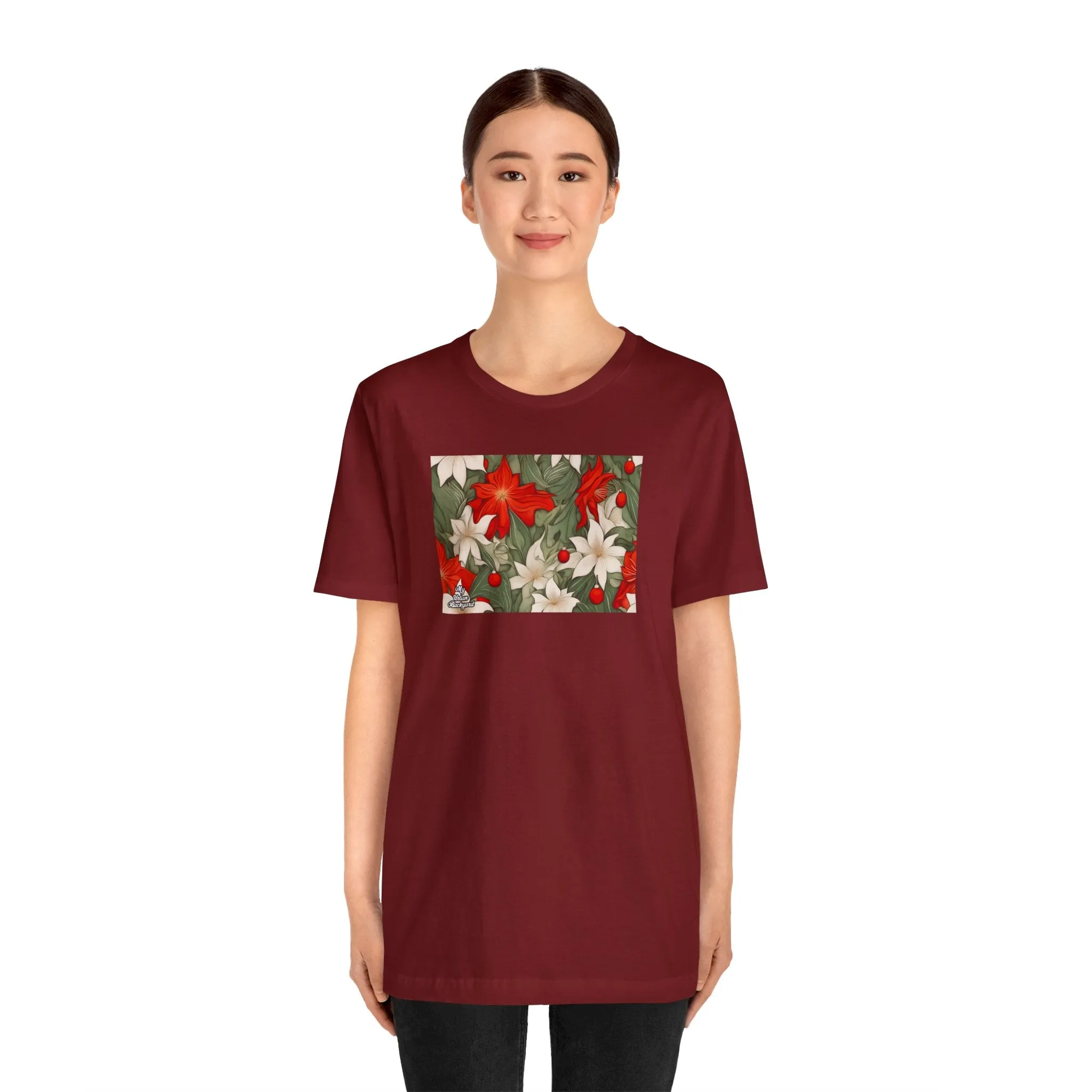 Holiday Flowers, Soft 100% Jersey Cotton T-Shirt, Unisex, Short Sleeve, Retail Fit