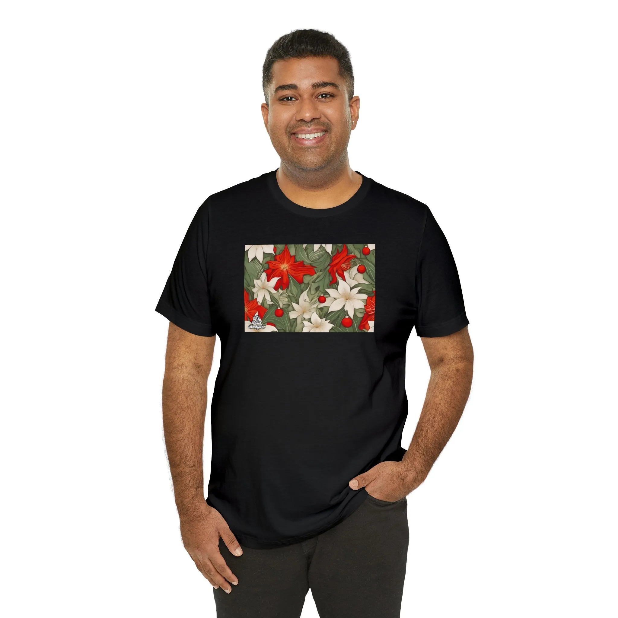 Holiday Flowers, Soft 100% Jersey Cotton T-Shirt, Unisex, Short Sleeve, Retail Fit