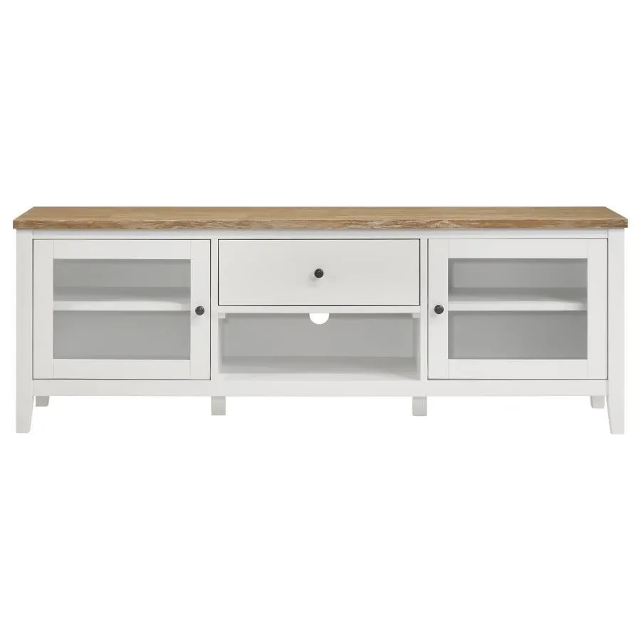 Hollis - 2 Door Wood TV Stand With Drawer - Brown And White