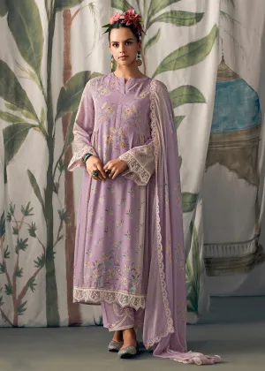 Lavender Pure Maslin Cotton Digital Printed Salwar Suit