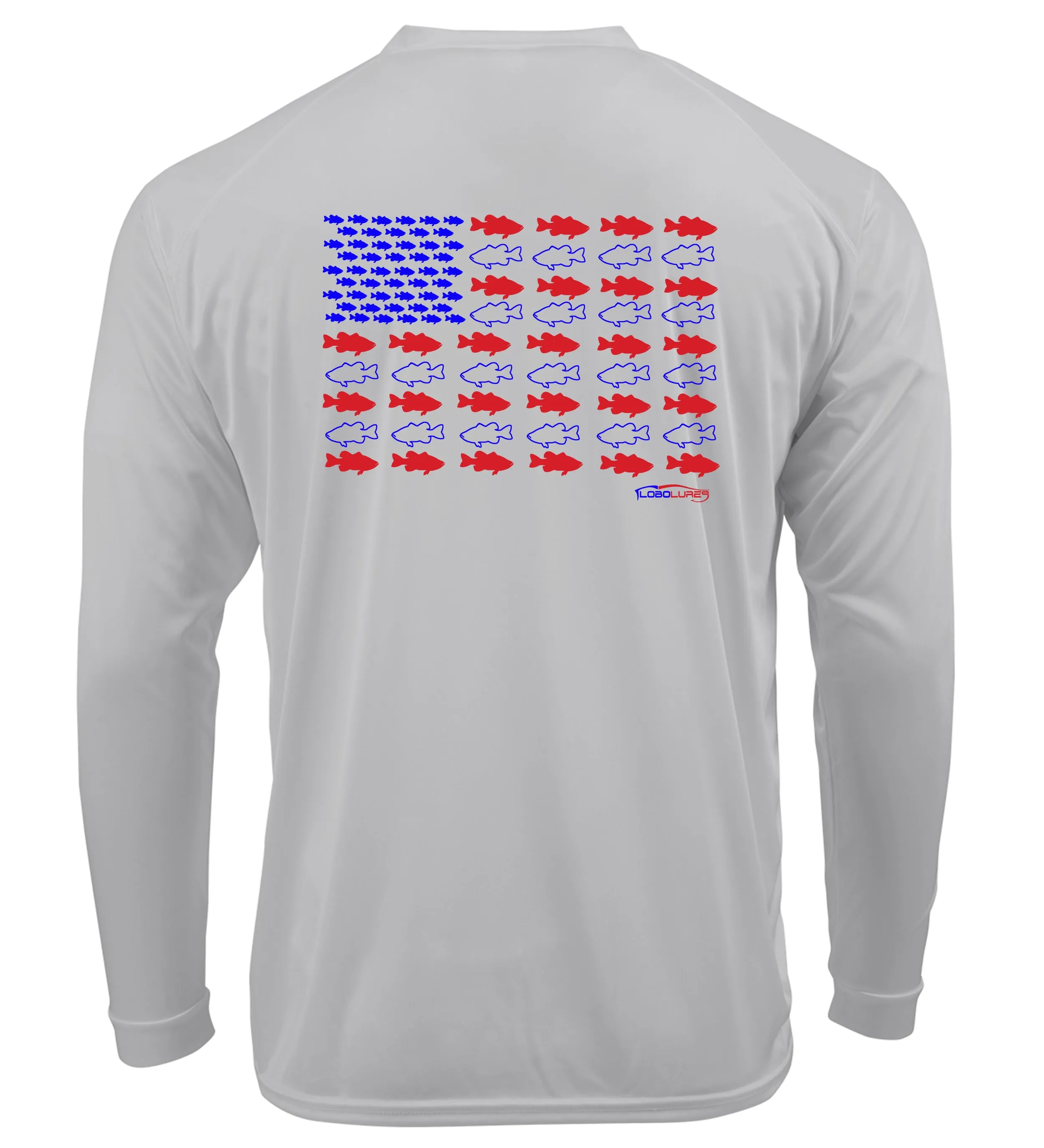 Lobo Lures American Flag BASS Edition Long Sleeve Performance UPF 50  T-Shirt