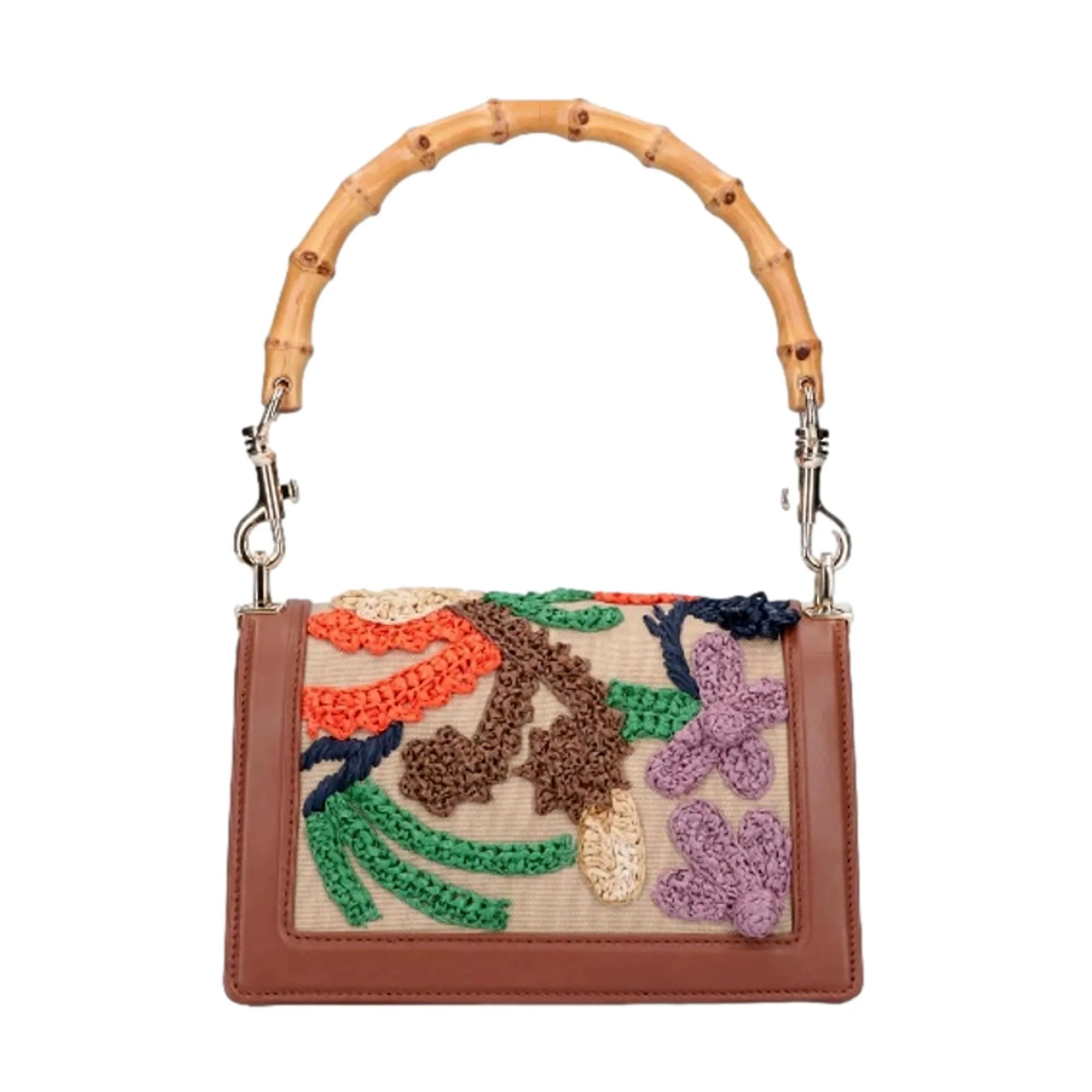 Miu Miu Canapa Ricamo Bamboo Embroidered Shoulder Bag