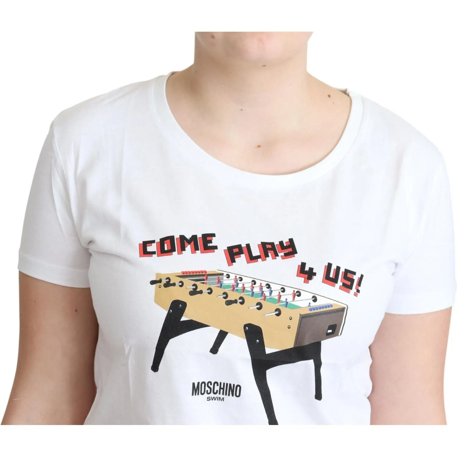 Moschino Chic Cotton Round Neck Tee with Playful Print