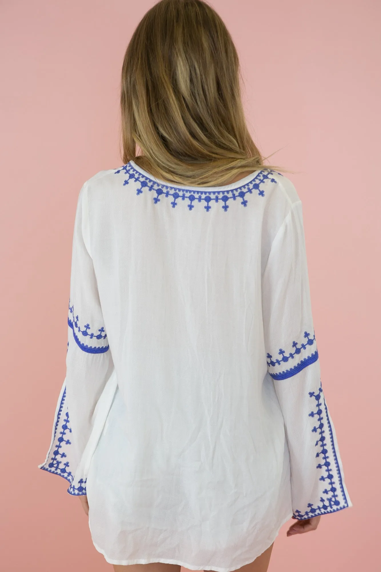 Pala Embroidered Tunic - White/Blue