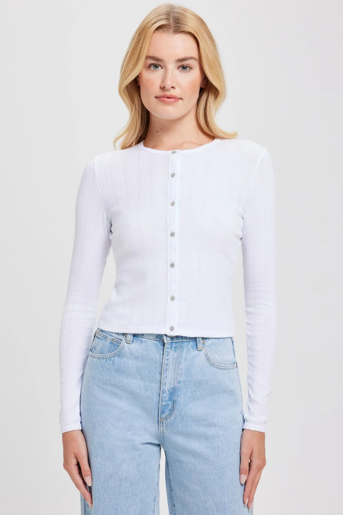 Pointelle Crop Cardigan