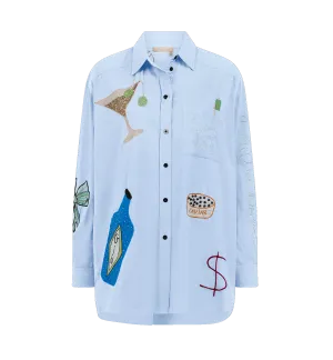 Stella Nova Dust Blue Bead Embellished Shirt