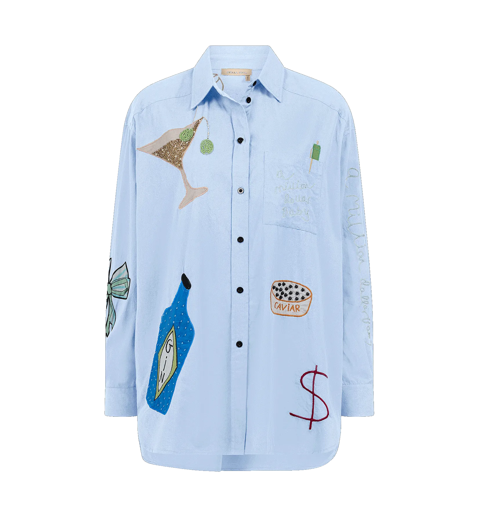 Stella Nova Dust Blue Bead Embellished Shirt