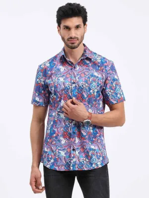 Tracery Digital Printed Cotton Half Sleeve Shirt