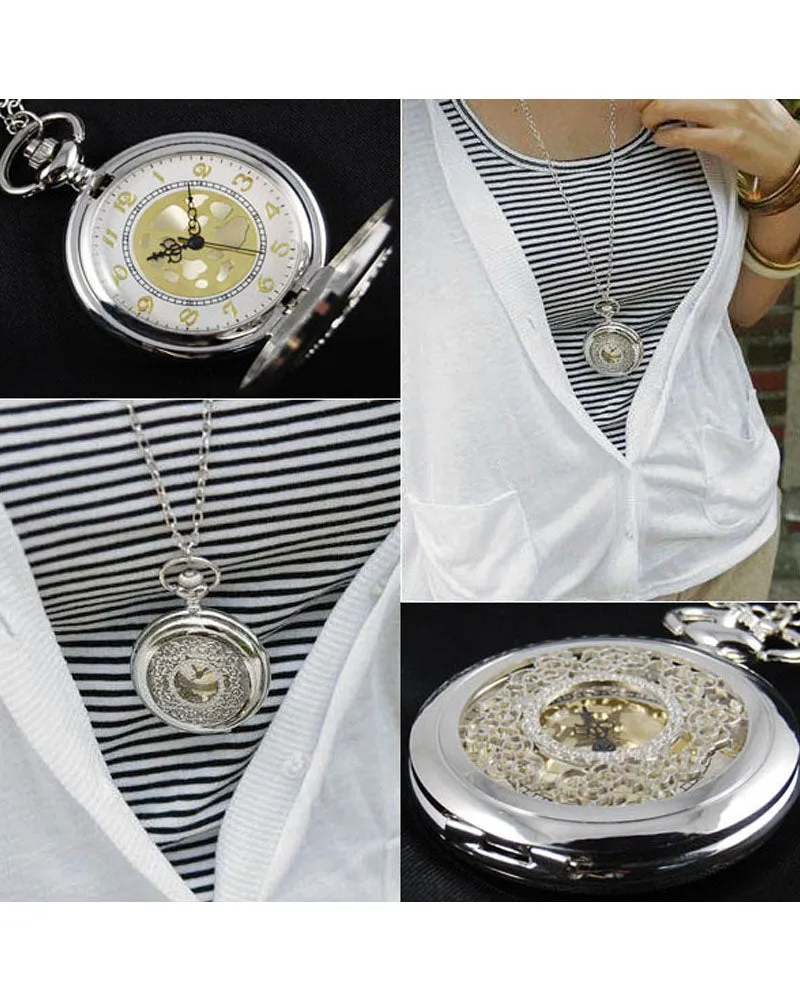 Vintage Style Pocket Watch Pendant Necklace