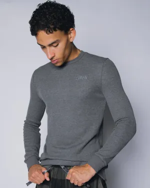 Waffle Knit Long Sleeve T-Shirt - Dark Gray