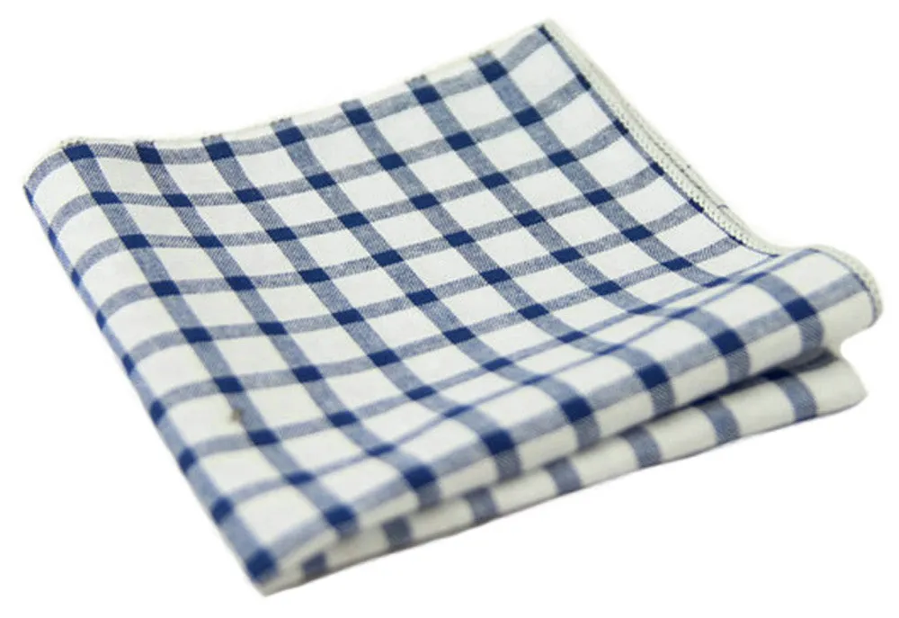 White / Egyptian Blue Gingham Pocket Square - [2017 Spring]